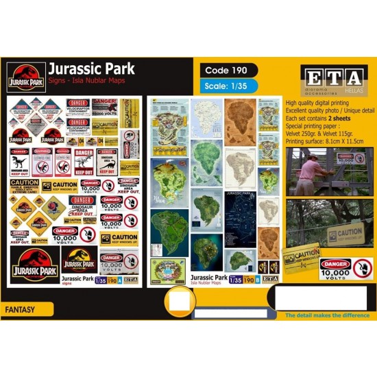 1/35 Modern Jurassic Park Signs & Maps (2 sheets)