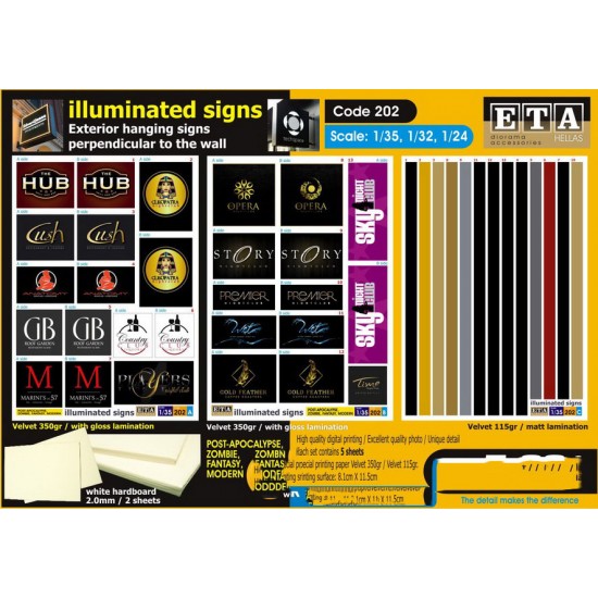 1/35, 1/32, 1/24 Illuminated Signs (5 sheets)