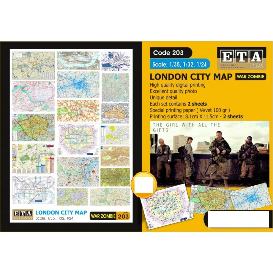 1/35, 1/32, 1/24 London City Map (2 sheets)