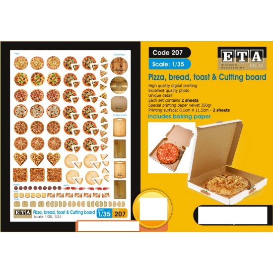 1/35, 1/32, 1/24 Pizza, Bread, Toast & Cutting Board (2 sheets)