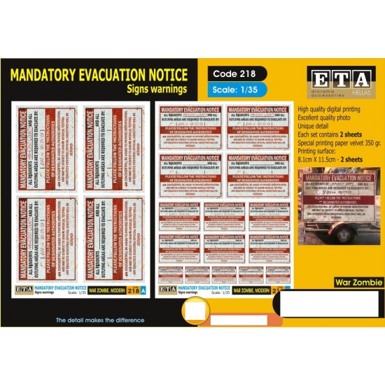 1/35 Mandatory Evacuation Notice - Signs Warnings (2 sheets)