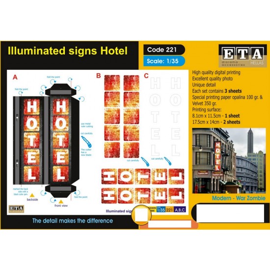 1/35 Modern Illuminated Signs Hotel (3 sheets)