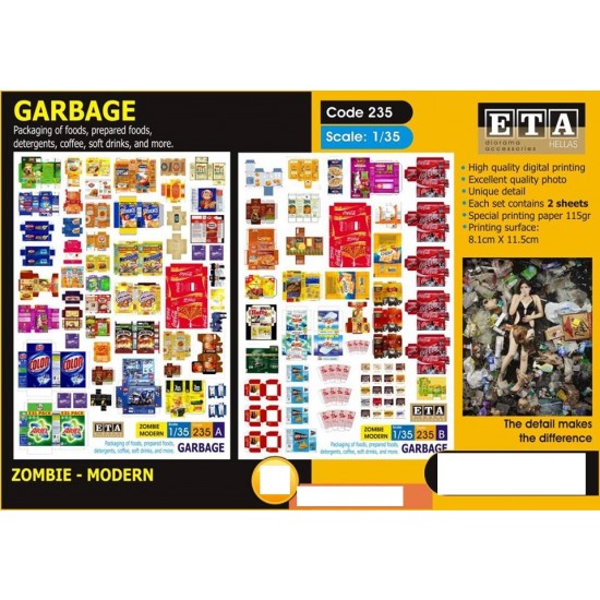 1/35 Modern Garbage - Packaging of Food, Drinks, Detergents & more (2 sheets)