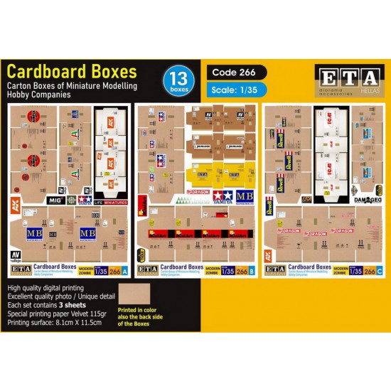 1/35 Cardboard Boxes - Modelling Hobby Companies Carton Boxes (13pcs)