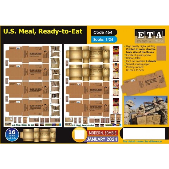 1/24 US MRE - Meal, Ready-to-Eat (4 sheets)