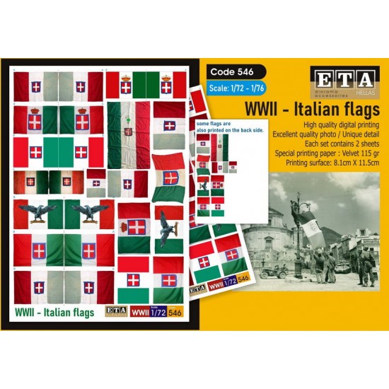 1/72, 1/76 WWII Italian Flags (2 sheets) ETA Diorama 546
