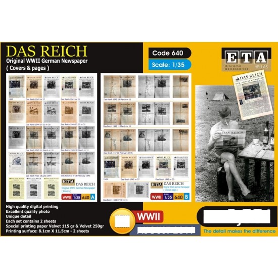 1/35 Das Reich - Original WWII German Newspaper Covers and Pages (2 sheets)
