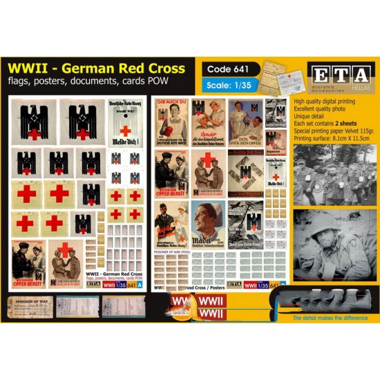 1/35 German Red Cross Poster, Flags, Cards POW (2 sheets)