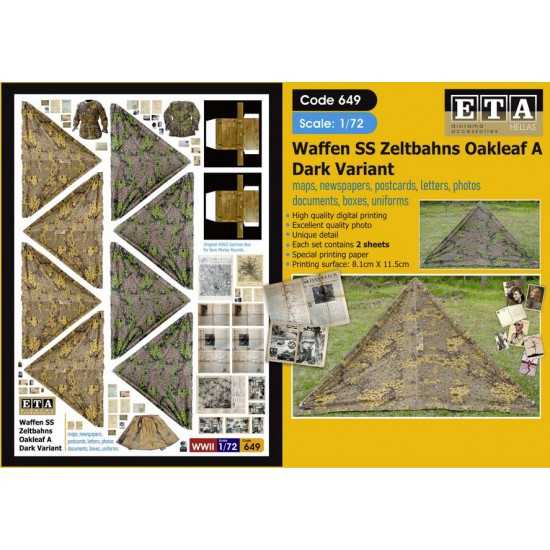 1/72 WWII Waffen SS Zeltbahns Oakleaf A Dark Variant (2 sheets)