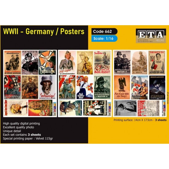1/16 WWII German Propaganda Posters (3 sheets)