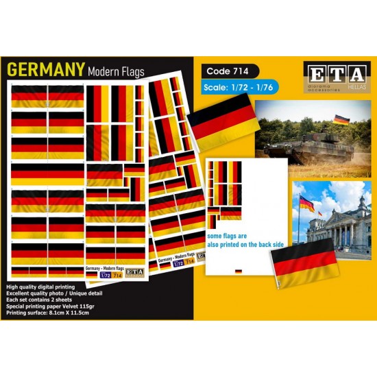 1/72 - 1/76 Modern German Flags (2 sheets)