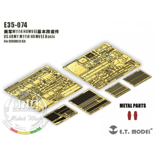 Photo-etched parts for 1/35 US Army M1114 Humvee for Bronco kit