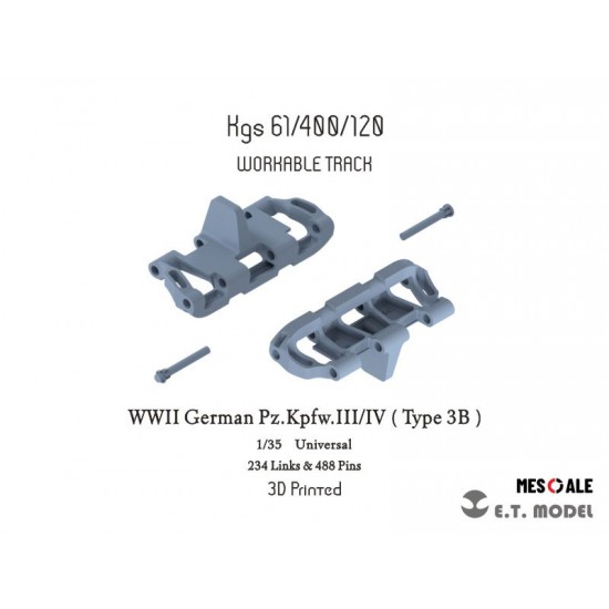 1/35 WWII German Pz.Kpfw.III/IV (Type 3B) Workable Track (3D Printed)