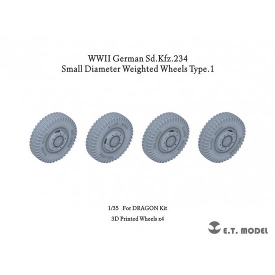 1/35 WWII German Sd.Kfz.234 Small Diameter Weighted Wheels Type.1 for Dragon kits