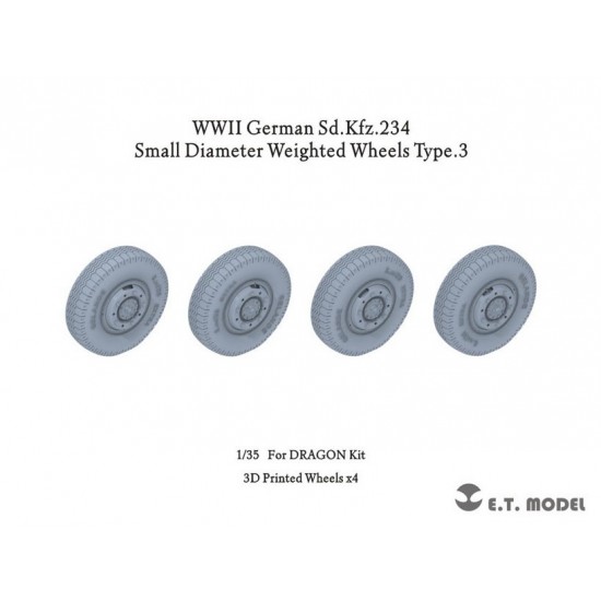 1/35 WWII German Sd.Kfz.234 Small Diameter Weighted Wheels Type.3 for Dragon kits
