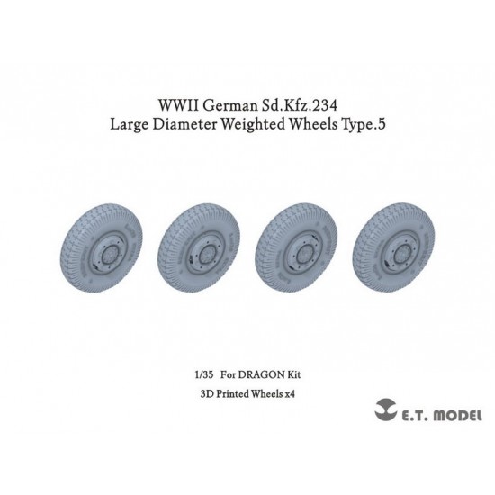 1/35 WWII German Sd.Kfz.234 Large Diameter Weighted Wheels Type.5 for Dragon kits