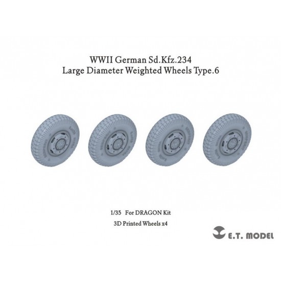 1/35 WWII German Sd.Kfz.234 Large Diameter Weighted Wheels Type.6 for Dragon kits