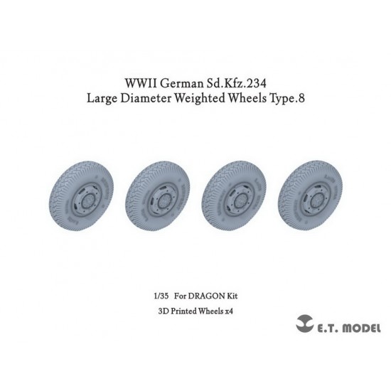 1/35 WWII German SdKfz.234 Large Diameter Weighted Wheels Type.8 for Dragon kits