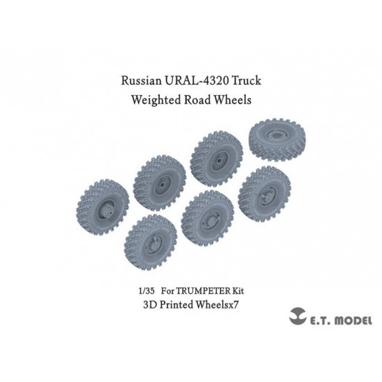 1/35 Russian URAL-4320 Truck Weighted Road Wheels (3D Printed) for Trumpeter Kit