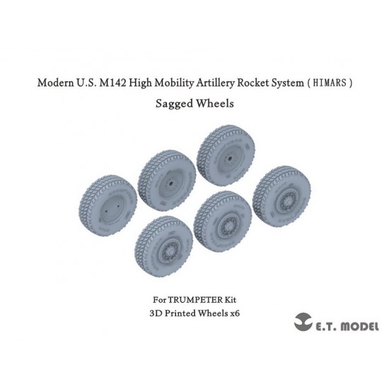 1/35 M142 High Mobility Artillery Rocket System (HIMARS) Sagged Wheels for Trumpeter Kit