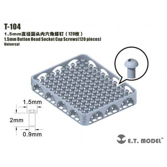 Button Socket Part 1.5mm Button Head Socket Cap Screws (120pcs) ET Model T-104