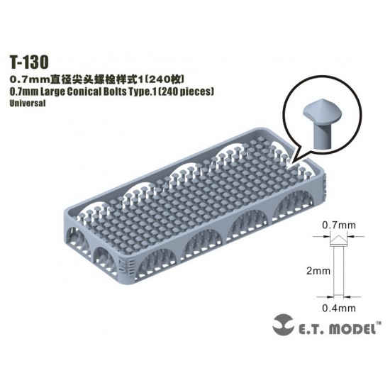 0.7mm Large Conical Bolts Type.1 (240pcs)