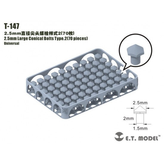 2.5mm Large Conical Bolts Type.2 (70pcs)