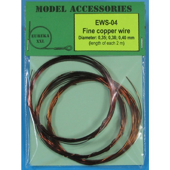 Fine Copper Wires (Dia. 0.35mm/0.38mm/0.40mm, each length: 2m)