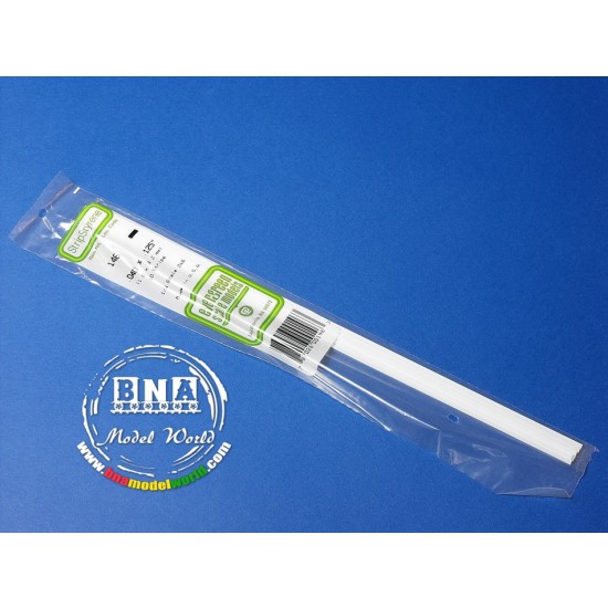 White Styrene Strip 1.0mm x 3.2mm (.04"x.125") 10pcs Length: 35cm (14")
