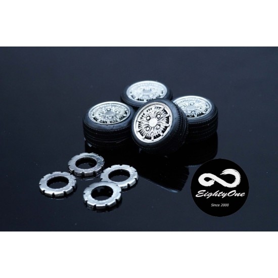 1/24 15" Honda Mugen CF-48 Rim Set (4 Wheels with Tyres)