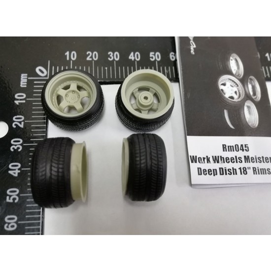 4 Wheels with Rubber Tyres Factory81 1/24 15" RBQ Rim Set 