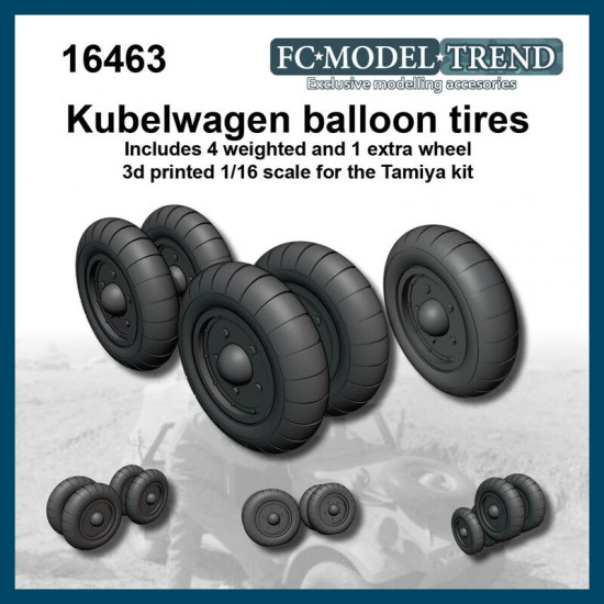 1/16 Kubelwagen Weighted Desert Tyres Wheels for Tamiya kits