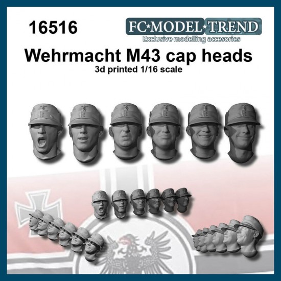 1/16 Wehrmacht Heads with M43 Caps