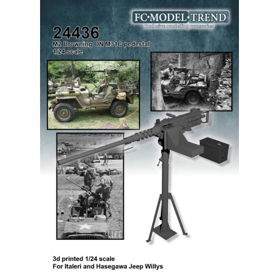1/24 Browning M2 MG with Pedestal for Italeri/Hasegawa Jeep Willys kits