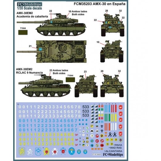 Am230 Sticker Decals for 1/35 AMX-30 in Spain - AMX-30/E/EM FC Model Trend 35203