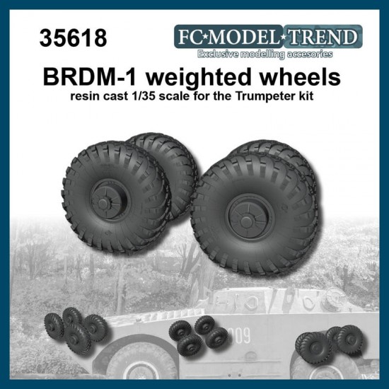 1/35 BRDM-1 Weighted Wheels for Trumpeter kits