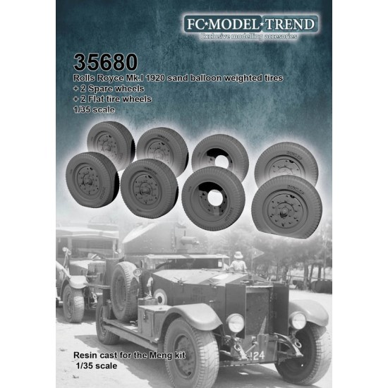1/35 Rolls Royce Mk1 1920 Weighted Desert Wheels for Meng Model