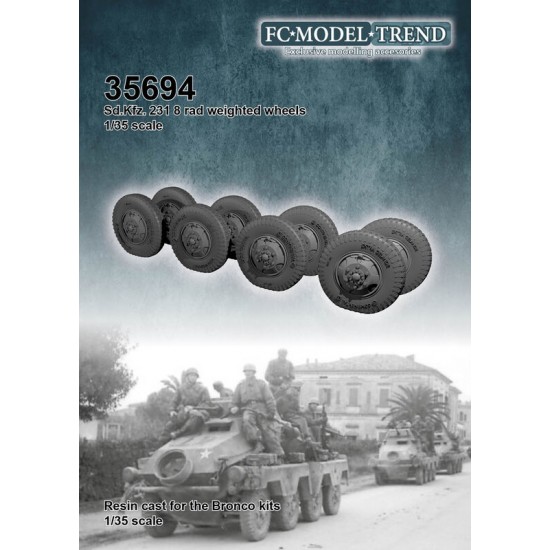 1/35 SdKfz 231 8 Rad Weighted Wheels for Bronco kits
