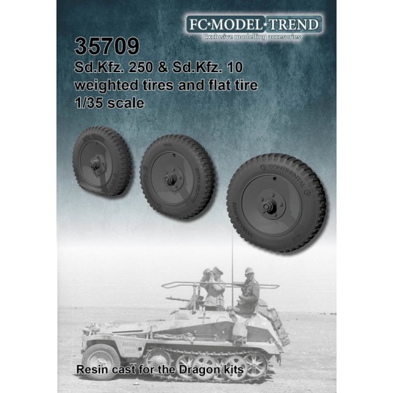 1/35 SdKfz 250 Weighted & Flat wheels for Dragon kits