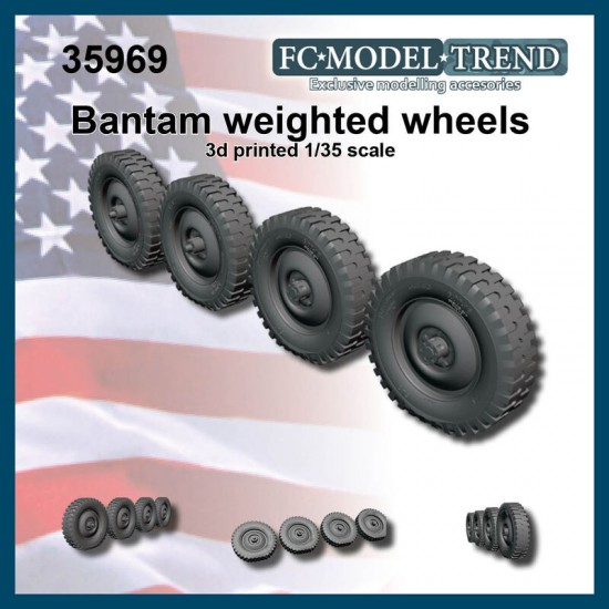 1/35 Bantam Jeep Weighted Wheels