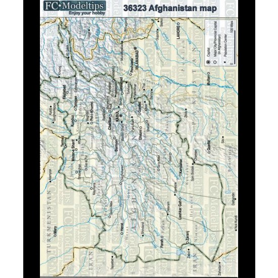Printed Self-adhesive Base - Afghanistan map (260 x 190mm)