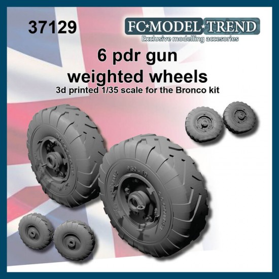 1/35 6 pdr Gun Weighted Wheels for Bronco kits