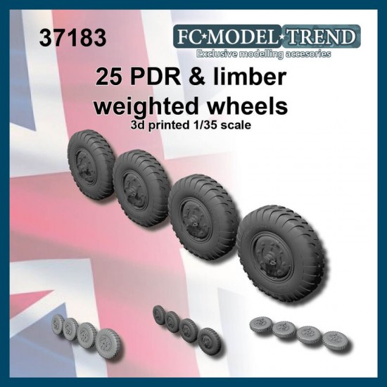 1/35 25 PDR Gun & Limber Weighted Wheels