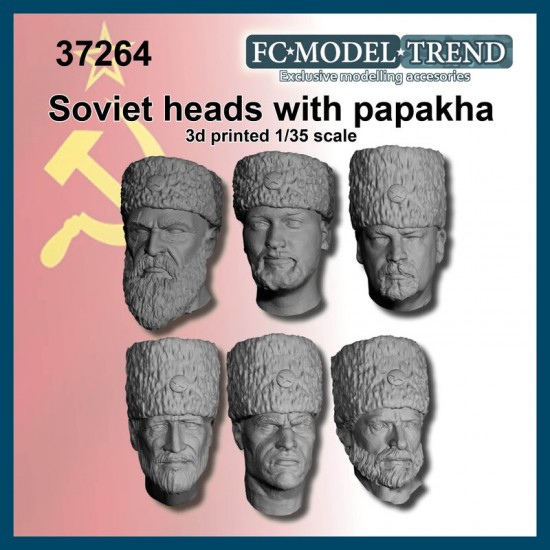 1/35 Soviet Soldier Heads with Papakha Hats