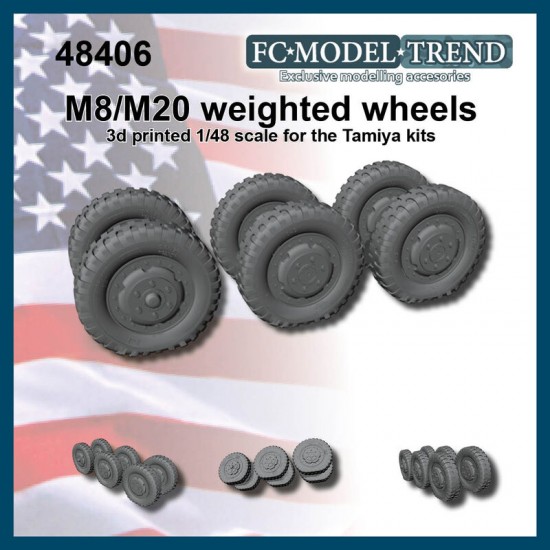 1/48 M8/M20 Weighted Wheels for Tamiya kits