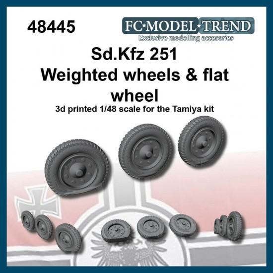 1/48 SdKfz 251 Weighted Wheels & Flat Wheel for Tamiya kits