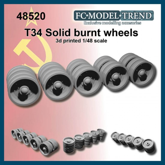 1/48 T-34 Burnt Solid Wheels
