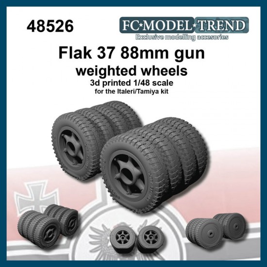 1/48 Flak 37 88mm Gun Weighted Wheels for Italeri/Tamiya kit