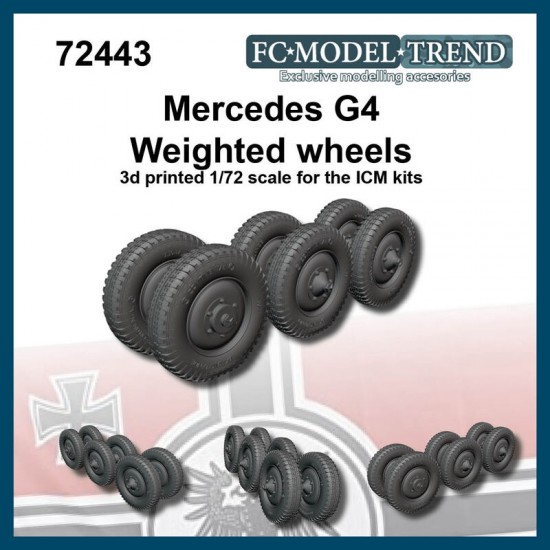 1/72 Mercedes G4 "Gelande" Weighted Wheels for ICM kit