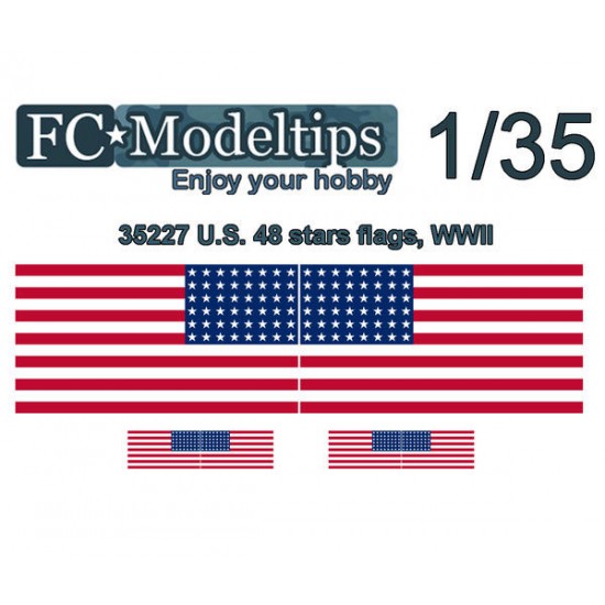 Water-slide Decal for 1/35 Adaptable Flags WWII US 48 stars